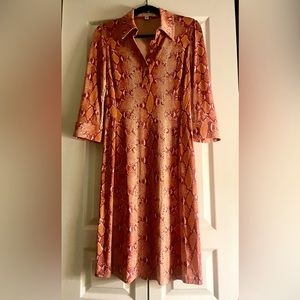 Diane Von Furestenberg Classic Collar Dress 100% Silk Rare Size 10